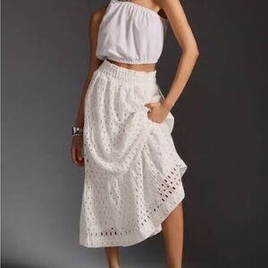 Anthropologie Somerset maxi skirt eyelet white XS